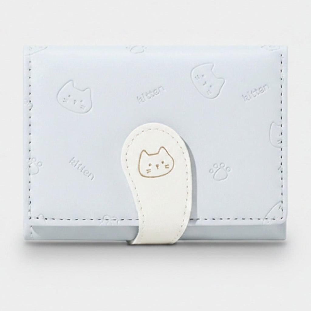 Kitten Embroidered Cream Wallet With Closure Strap – bags & wallets (view 1)