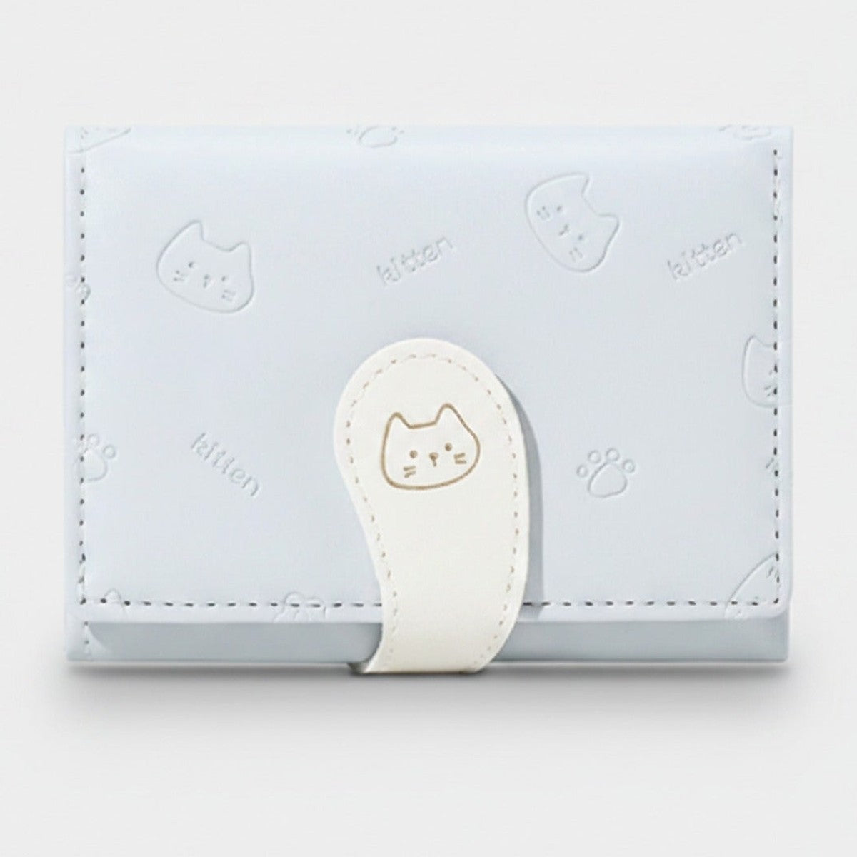 Kitten Embroidered Cream Wallet With Closure Strap – bags & wallets (view 1)