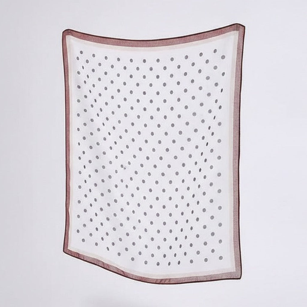Polka Dot Silk Square Scarf - Navy & Red