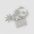 Celestial Star & Moon Hair Comb Silver Crystal