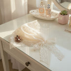 Embroidered Floral Mini Bonnet Headwrap - White Lace Floral