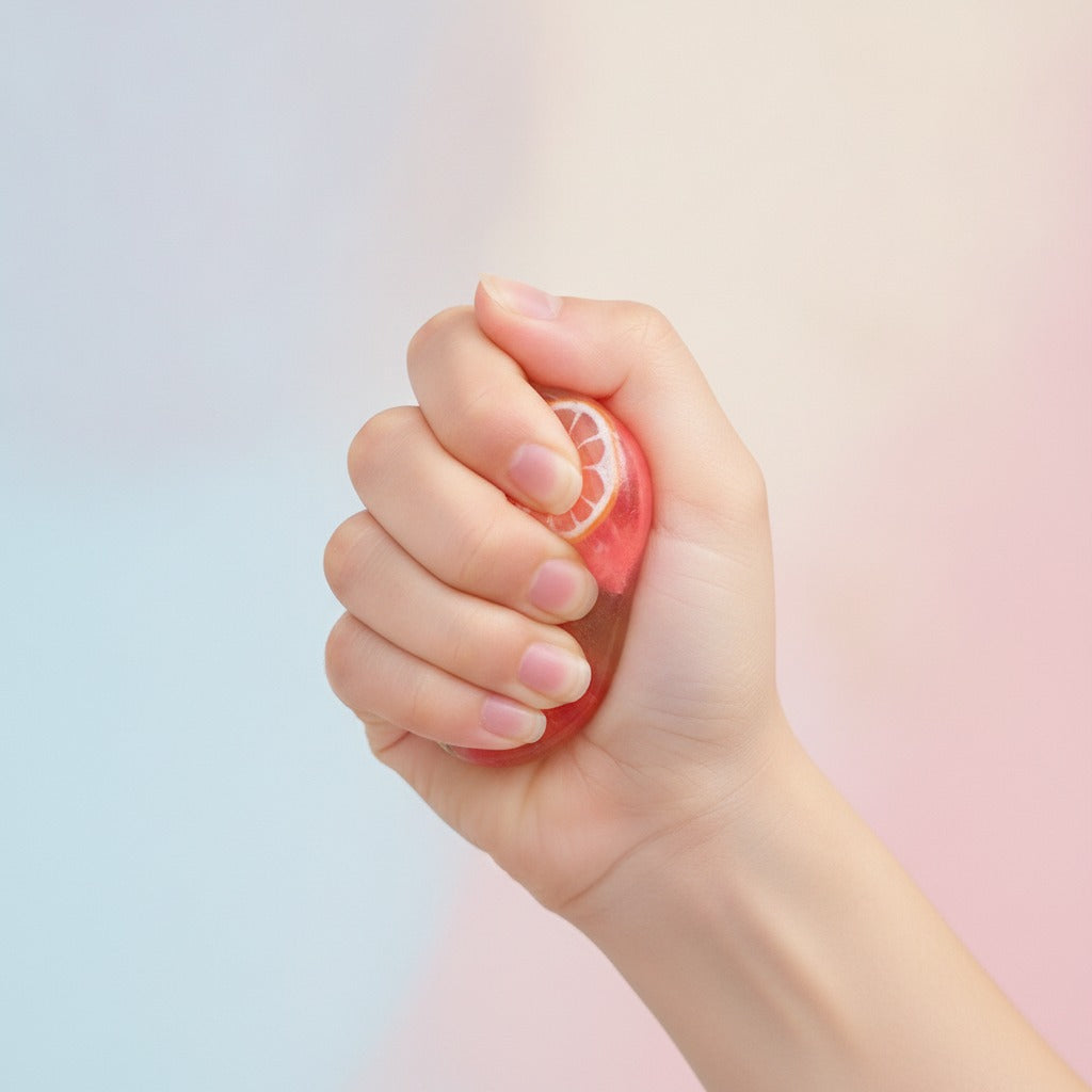 Citrus Slice Jelly Squishy - Pink - squeeze in hand