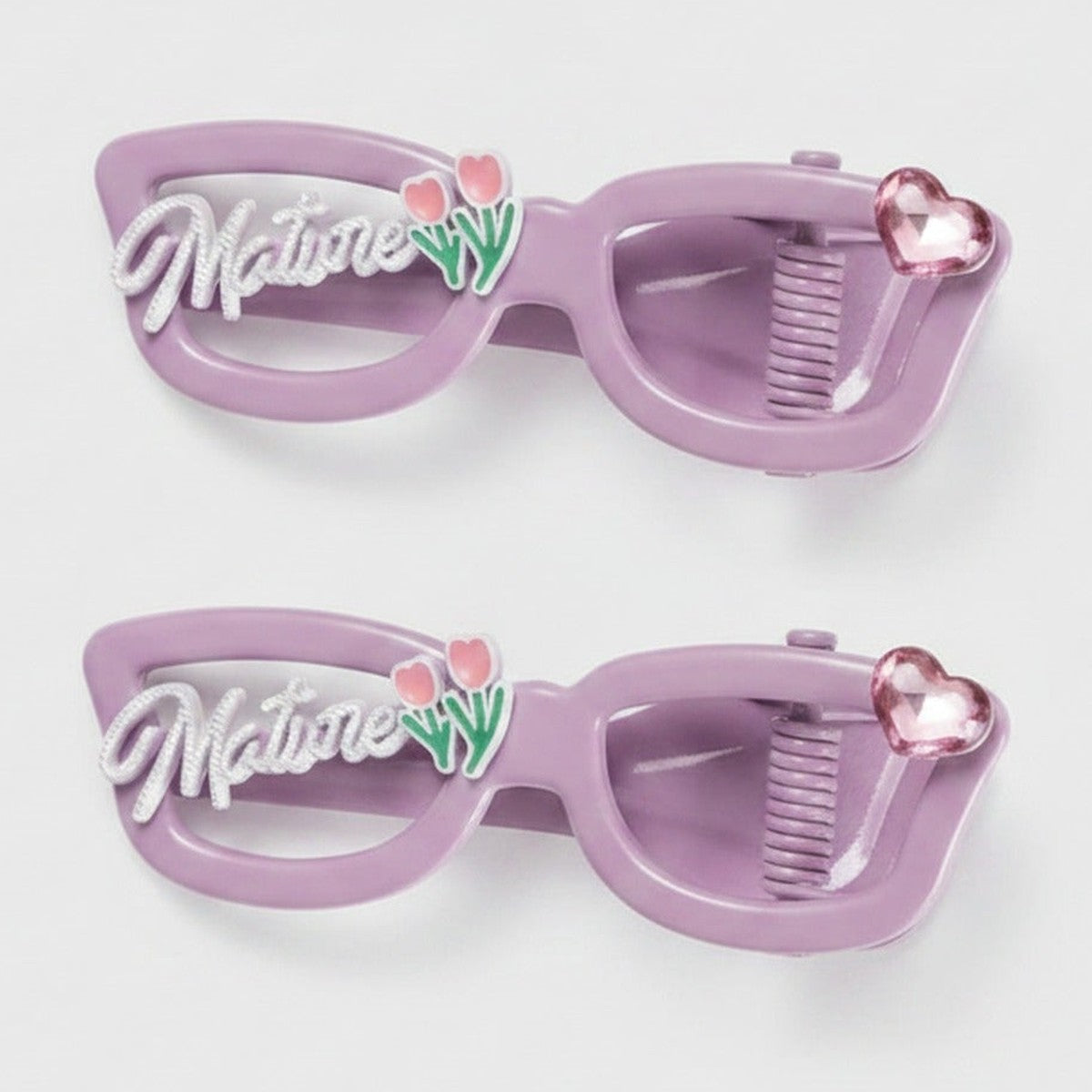 Purple Heart Charm Hair Claw Clips Set – hair accessories (view 1)