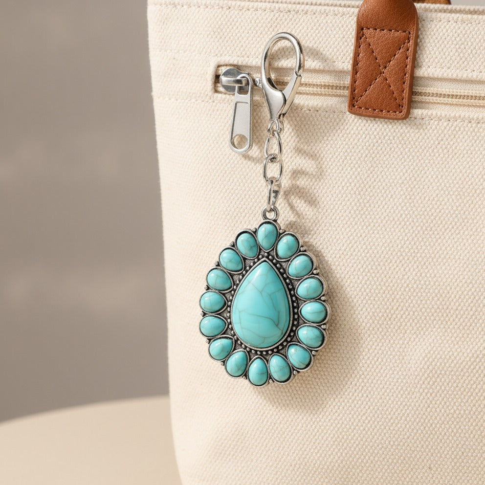 Turquoise Teardrop Statement Keychain