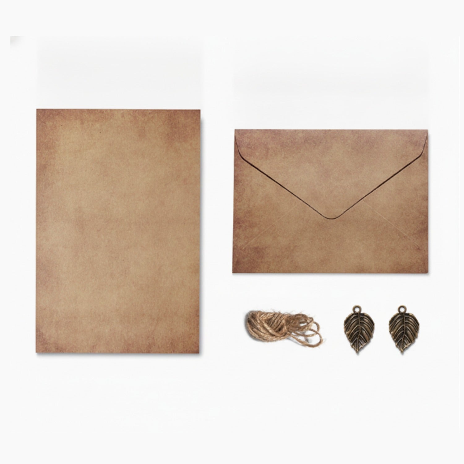Vintage Kraft Paper Stationery Set With Leaf Charms (view 1)