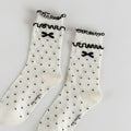 White Polka Dot Bow Crew Socks – apparel accessories (view 1)