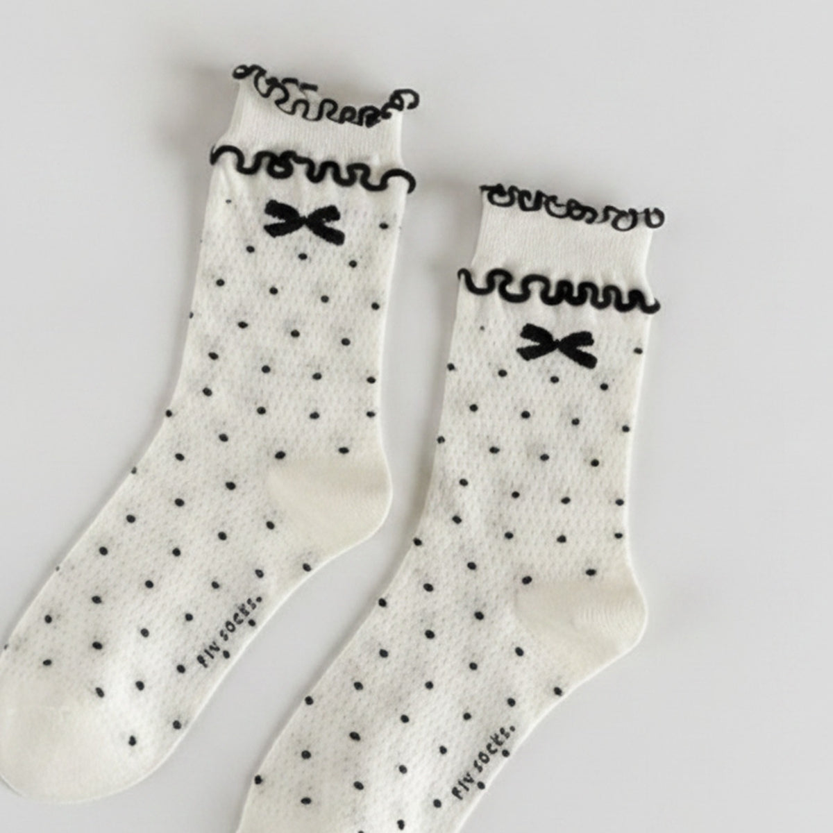 White Polka Dot Bow Crew Socks – apparel accessories (view 1)
