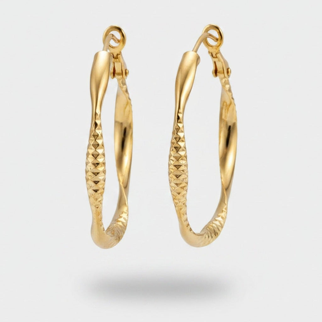 Gold Textured Oval Hoop Earrings – jewelry (view 1)