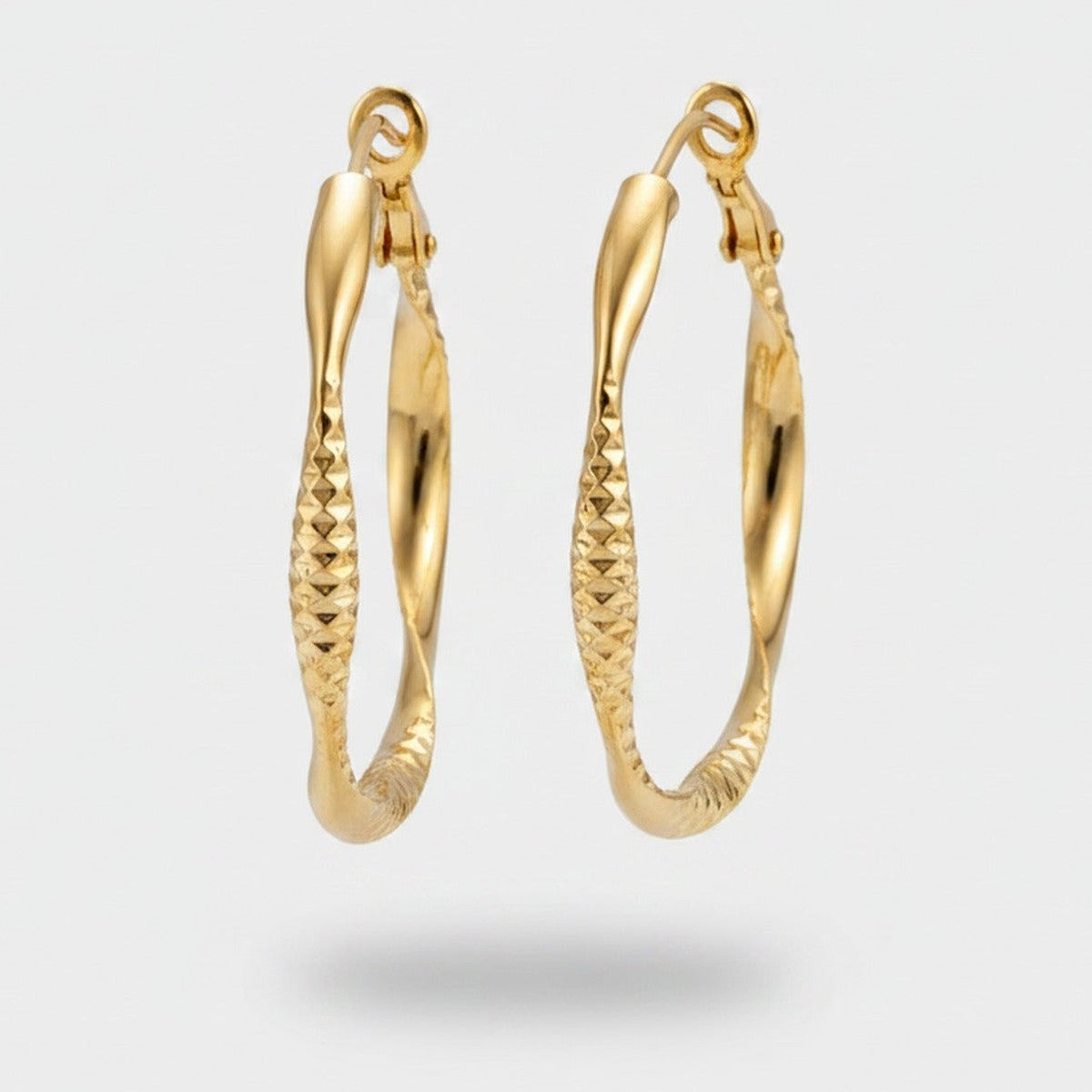 Gold Textured Oval Hoop Earrings – jewelry (view 1)