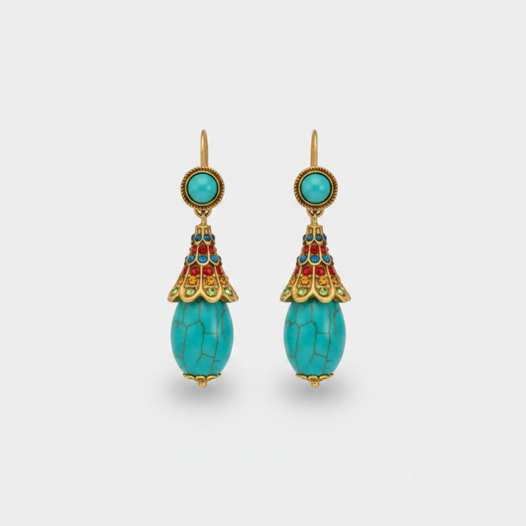 Turquoise Drop Statement Earrings Turquoise