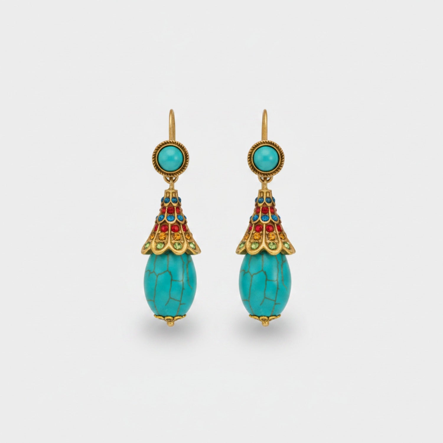 Turquoise Drop Statement Earrings Turquoise