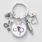 Medical Charm Heart Acrylic Keyring - Purple RN Nurse – novelty & toys (view 1)