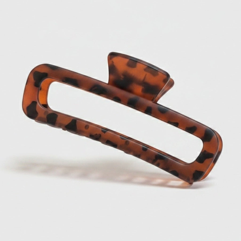 Tortoiseshell Rectangular Hair Claw Clip - Tortoiseshell Rectangle Claw Clip – hair accessories (view 1)