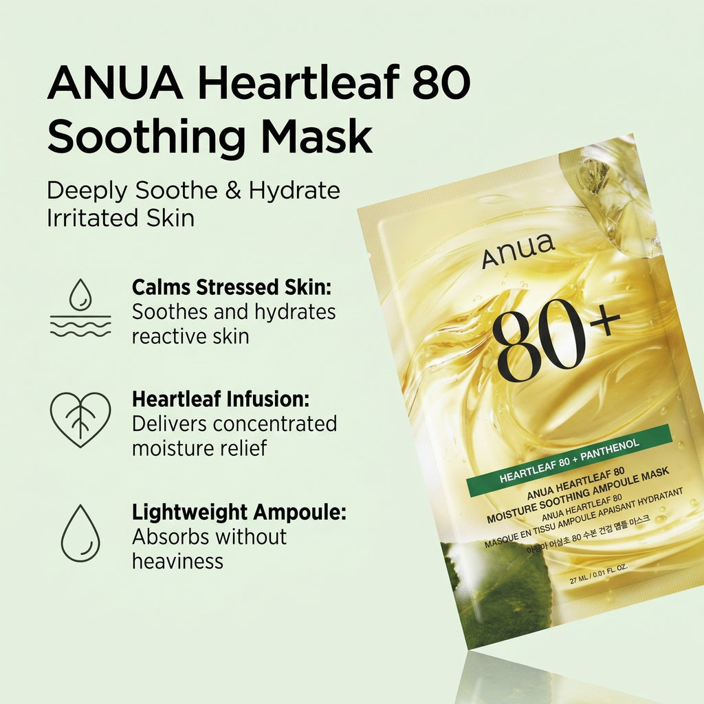 [1EA] HEARTLEAF 80 MOISTURE  SOOTHING AMPOULE MASK 27ml
