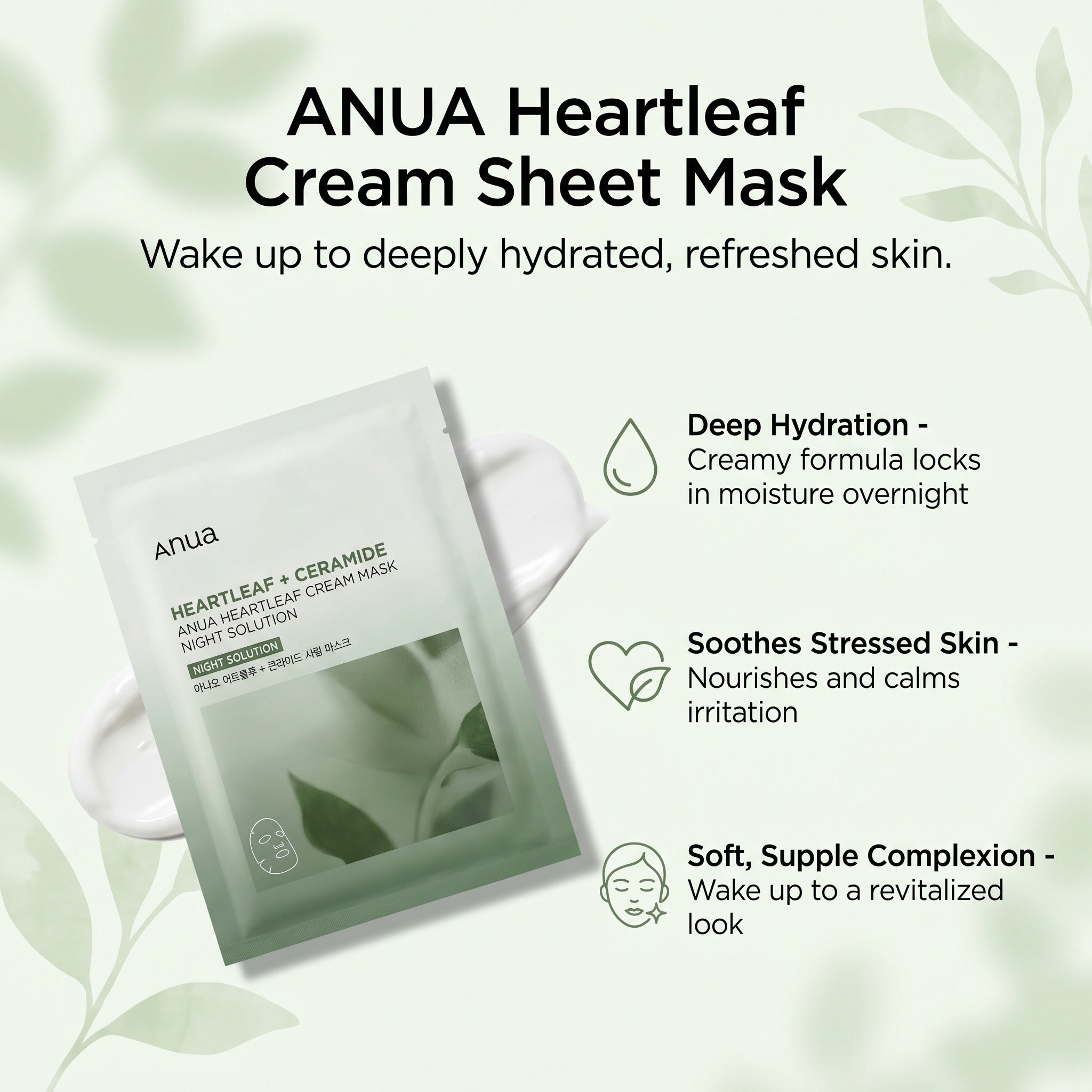 [1EA] HEARTLEAF CREAM SHEET MASK NIGHT SOLUTION 25ml
