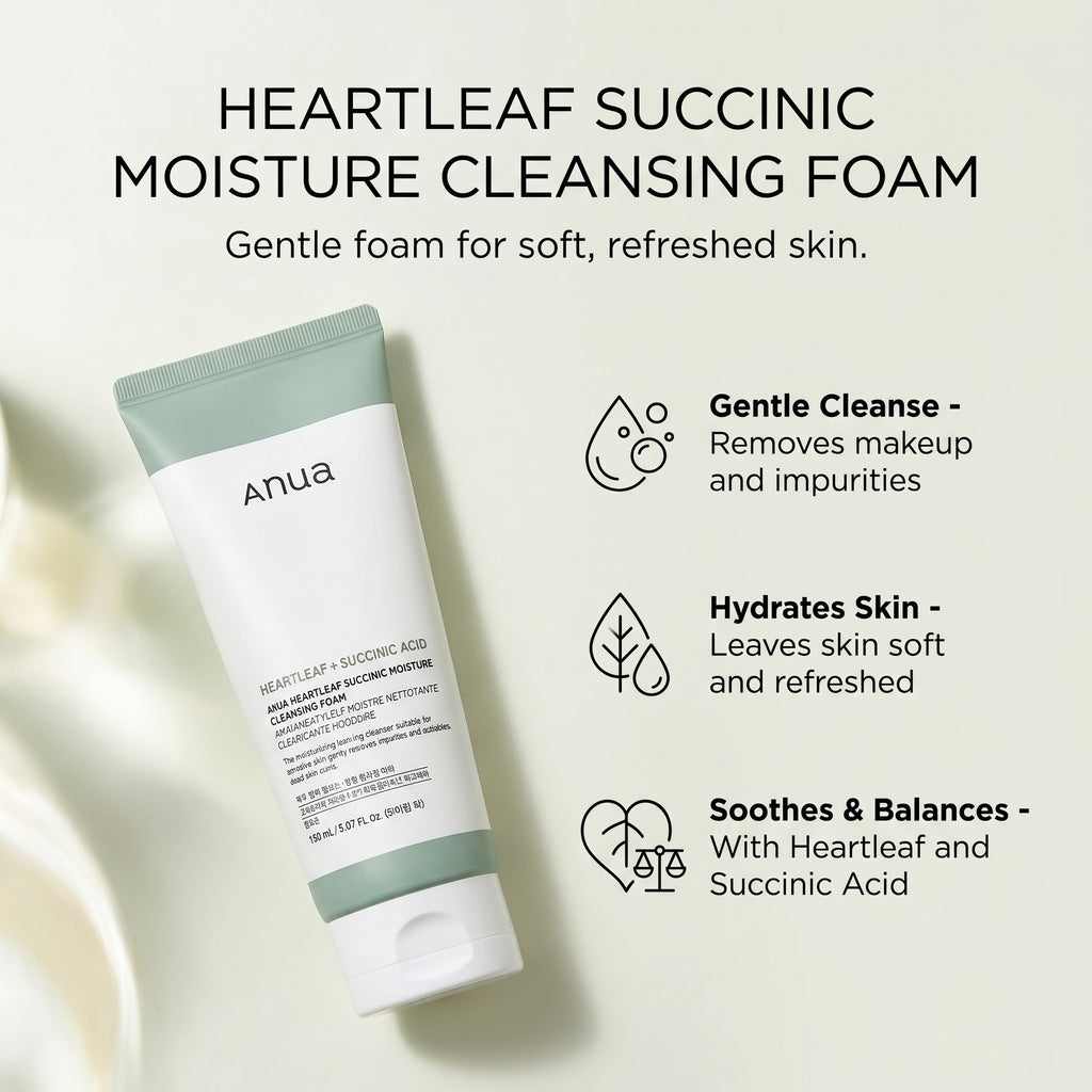 HEARTLEAF SUCCINIC MOISTURE CLEANSING FOAM 150m