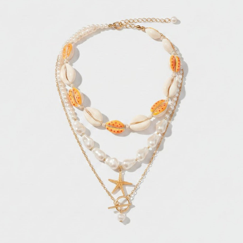 Beaded Ocean Charm Layered Necklace - Type 5