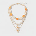 Beaded Ocean Charm Layered Necklace - Type 5