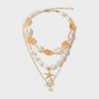 Beaded Ocean Charm Layered Necklace - Type 5