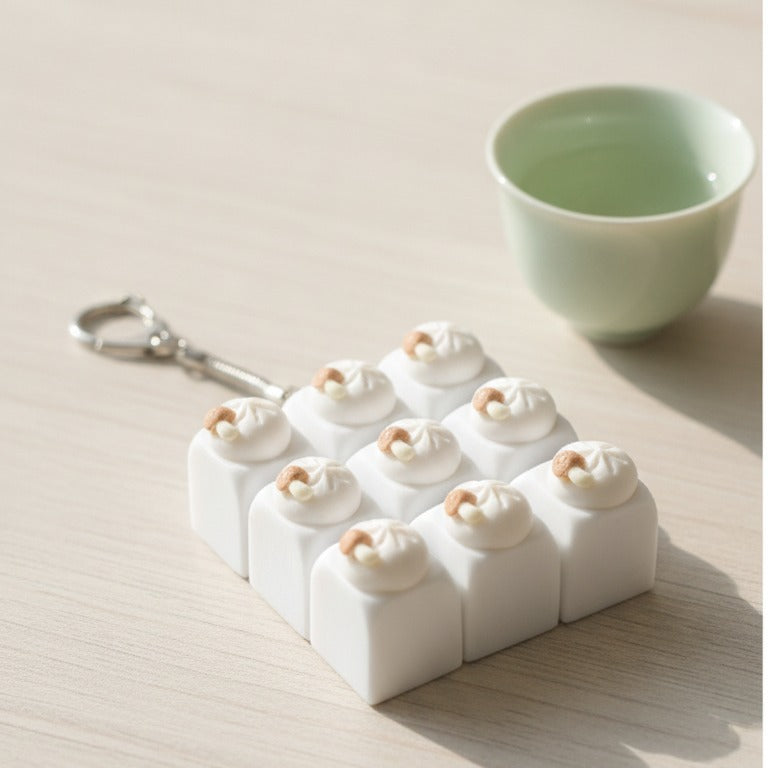 Stacked Dumpling Keychain - White