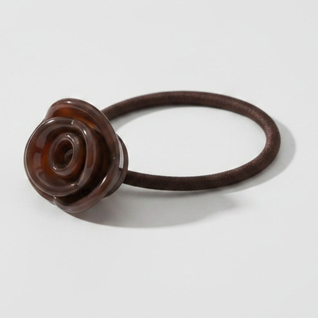Rose Flower Hair Tie Scrunchie Brown – hair accessories (view 1)