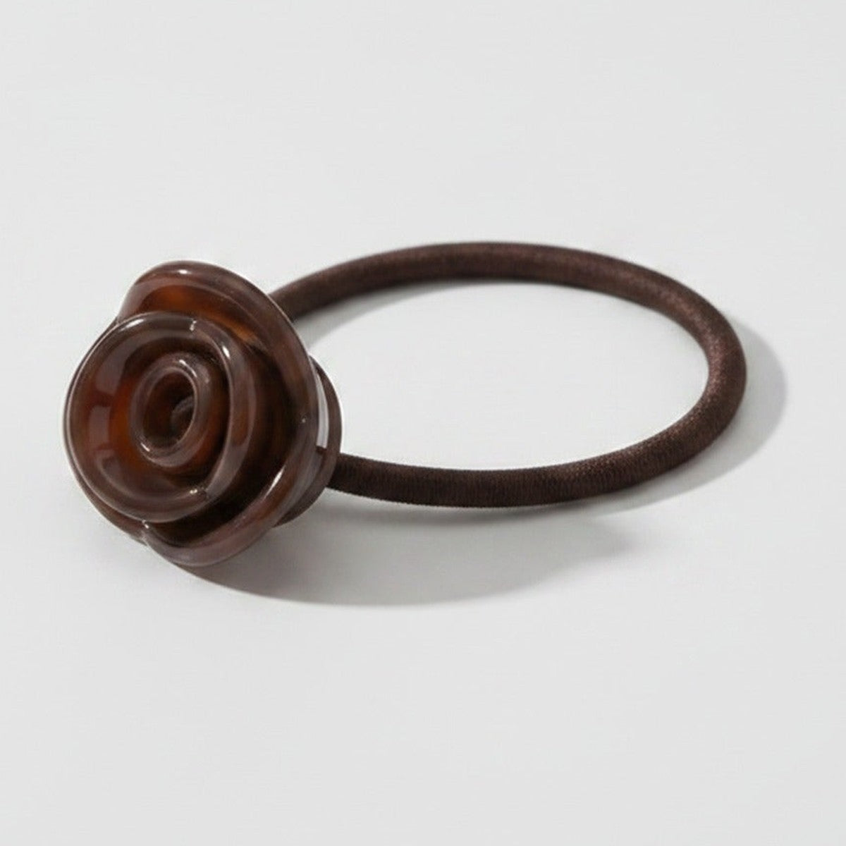 Rose Flower Hair Tie Scrunchie Brown – hair accessories (view 1)