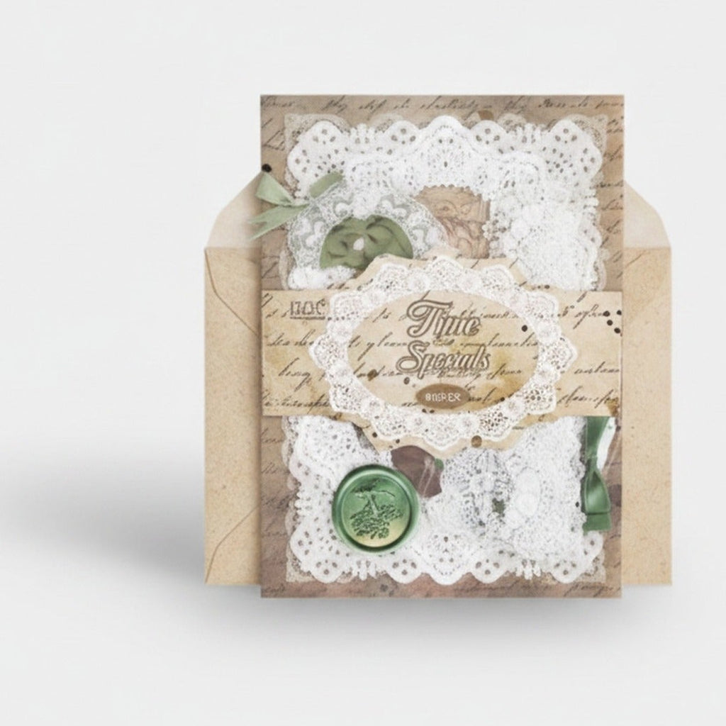 Vintage Ephemera Stationery Set With Lace Frames And Ribbons (view 1)