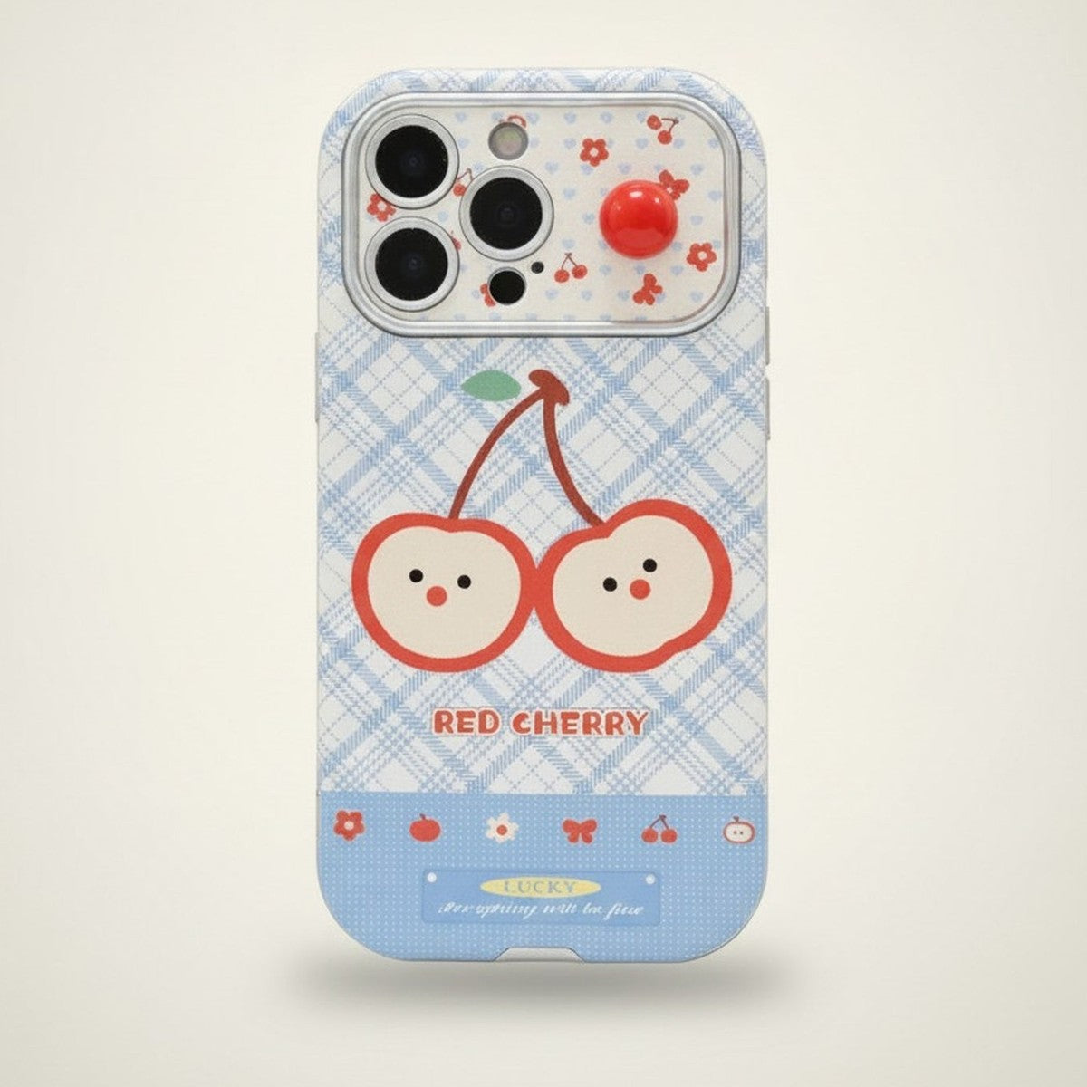 Cute Red Cherry Plaid Phone Case – tech (view 1)