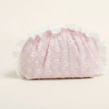Pink Daisy Flower Quilted Cosmetic Bag With Faux Fur Trim – bags & wallets (view 1)
