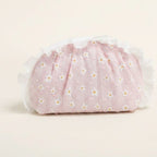 Pink Daisy Flower Quilted Cosmetic Bag With Faux Fur Trim – bags & wallets (view 1)