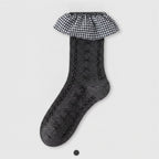 Dark Gray Bow Ruffled Crew Socks – apparel accessories (view 1)