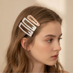 Le Ting Printed Snap Hair Clip Set Pink Peach Stripe Floral