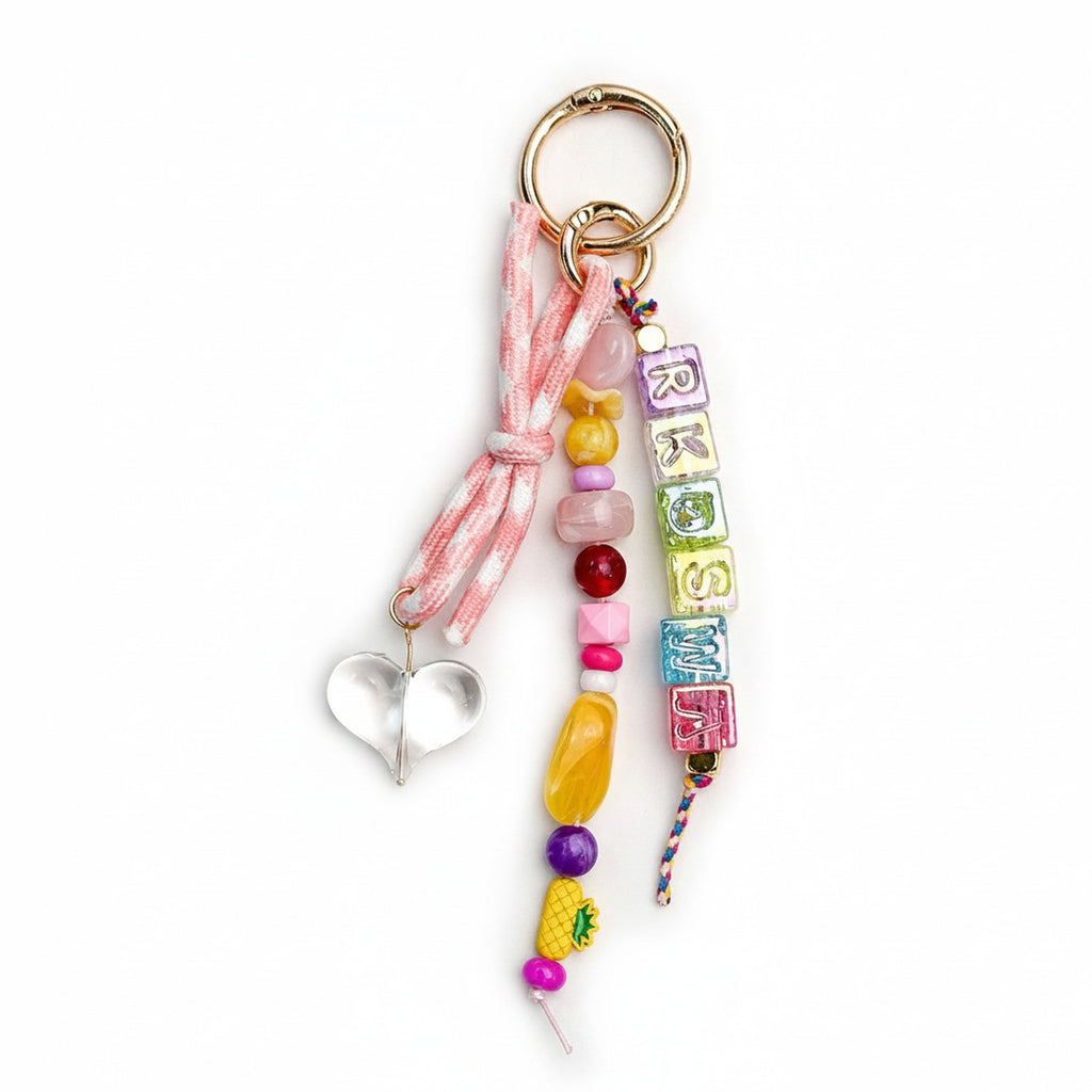 Beaded Letter Charm Keychain - Type 1