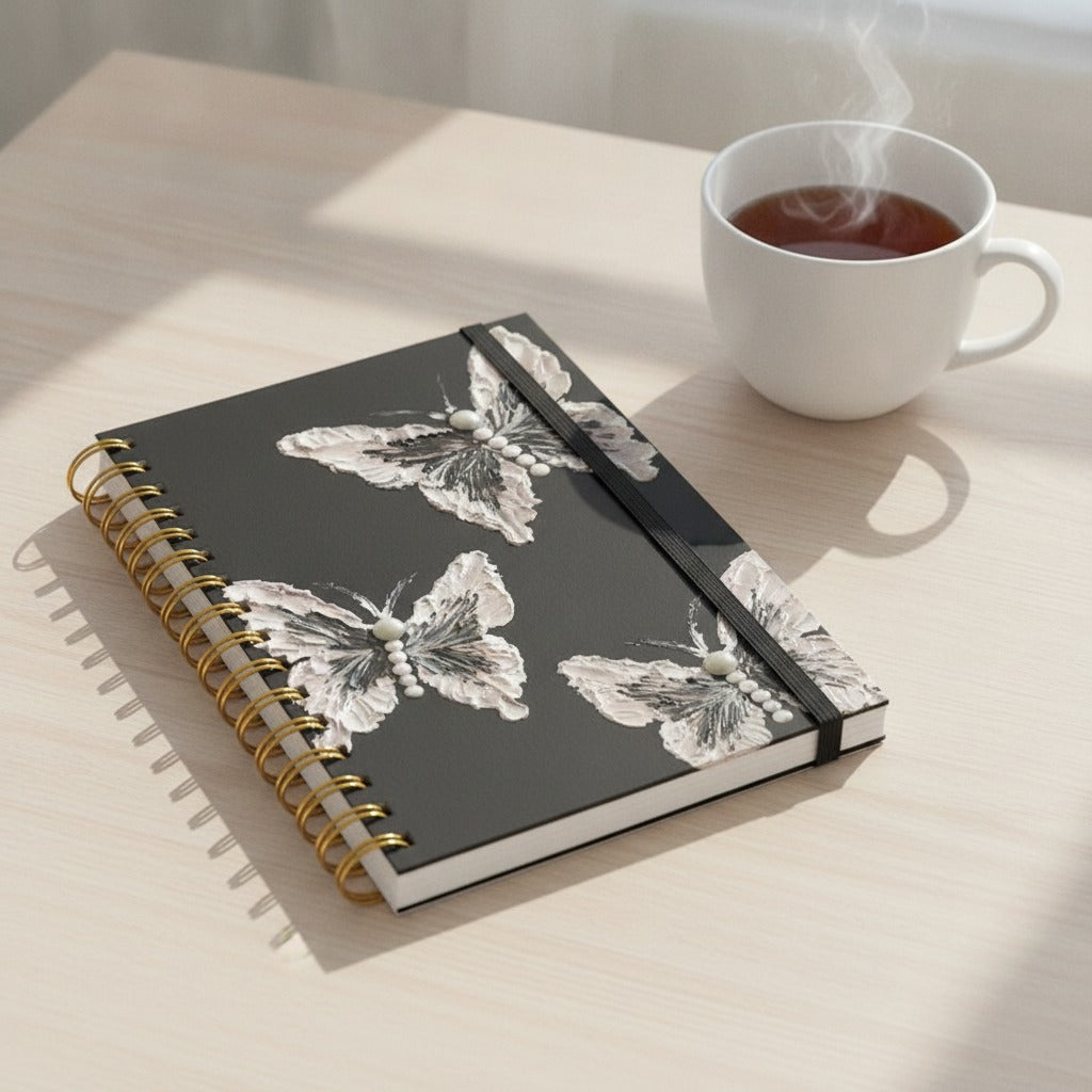 Mystical Butterfly Spiral Notebook - Mystical Black