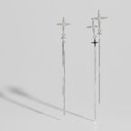 Silver Star Cross Chain Drop Earrings – jewelry (view 1)