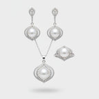 Pearl & Rhinestone Cubic Zirconia Jewelry Set (view 1)