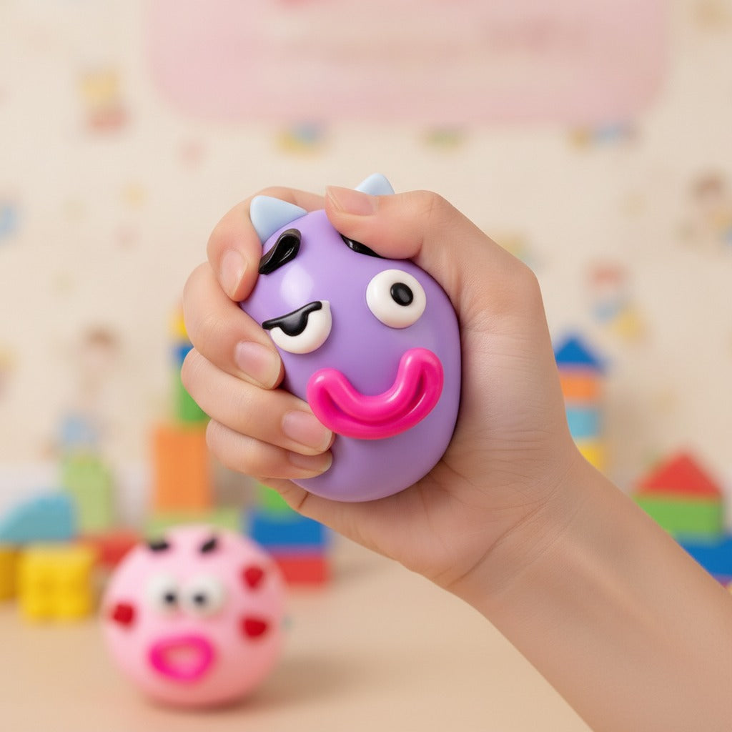 Squishy Pup Stress Ball - Purple - squeeze in hand