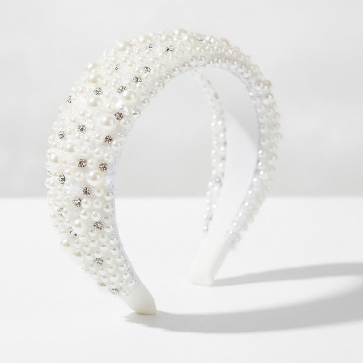 Beaded Padded Headband Knot - White – hair accessories (view 1)