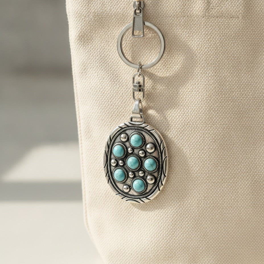 Western Turquoise Flower Keychain - Type 3