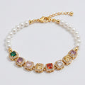 Rainbow Charm Pearl Bracelet - Gold Rainbow