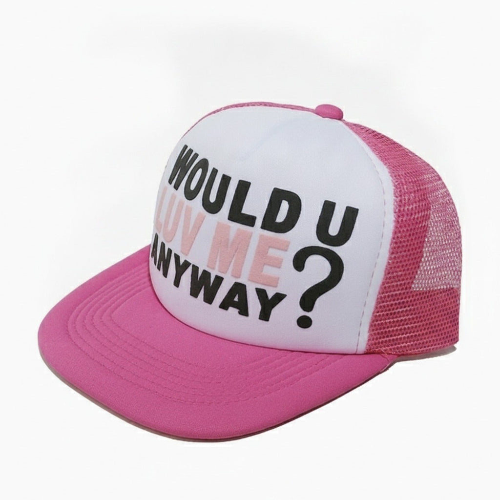 Pink Mesh Trucker Cap With White Front Panel – apparel accessories (view 1)
