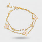 Gold Flower Charm Layered Chain Bracelet – jewelry (view 1)