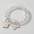 Clear Spiral Hair Ties With Pastel House Charms – hair accessories (view 1)