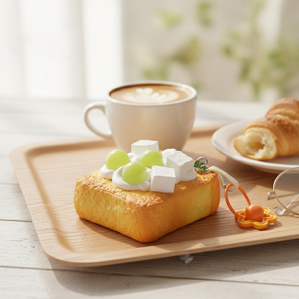 Toast Squishy Charm - Green Grape Cream Toast