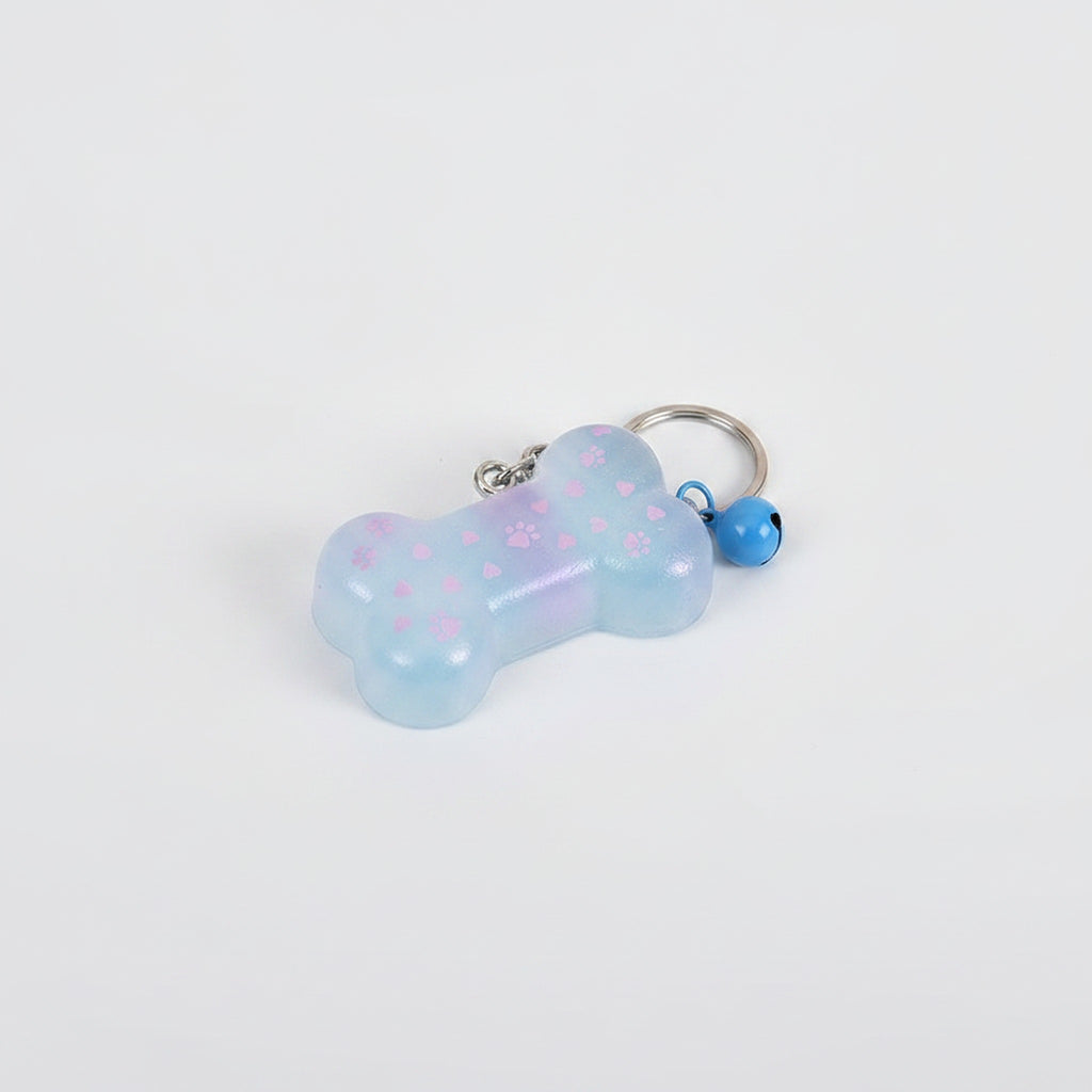 Paw Print Bone Squishy Keychain - Blue