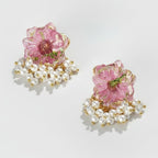 Daisy Natural Dried Flower S925 Silver Needle Earrings - Pink – jewelry (view 1)