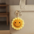 Smiley Flower Crochet Keychain - Yellow Sunflower