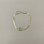 Layered Chain Bracelet with Stone - Gold