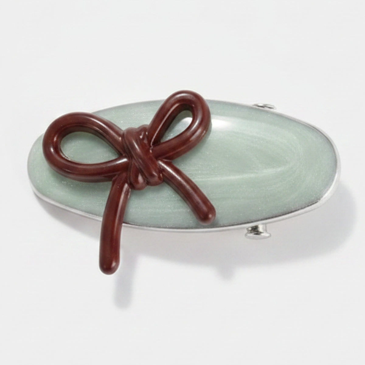 Mint Green Ceramic Bow Hair Clips Pair – hair accessories (view 1)