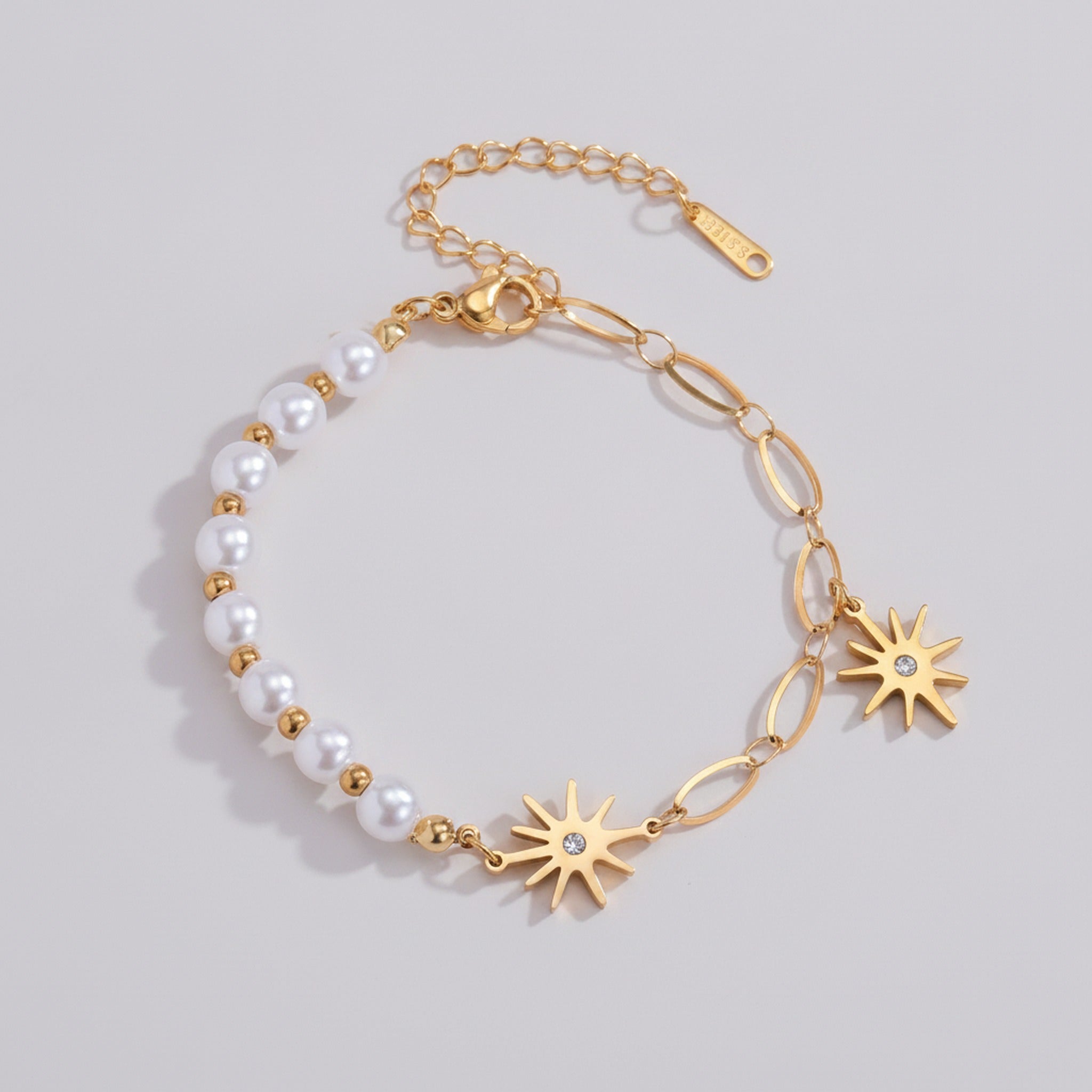 Pearl & Celestial Star Bracelet - Gold